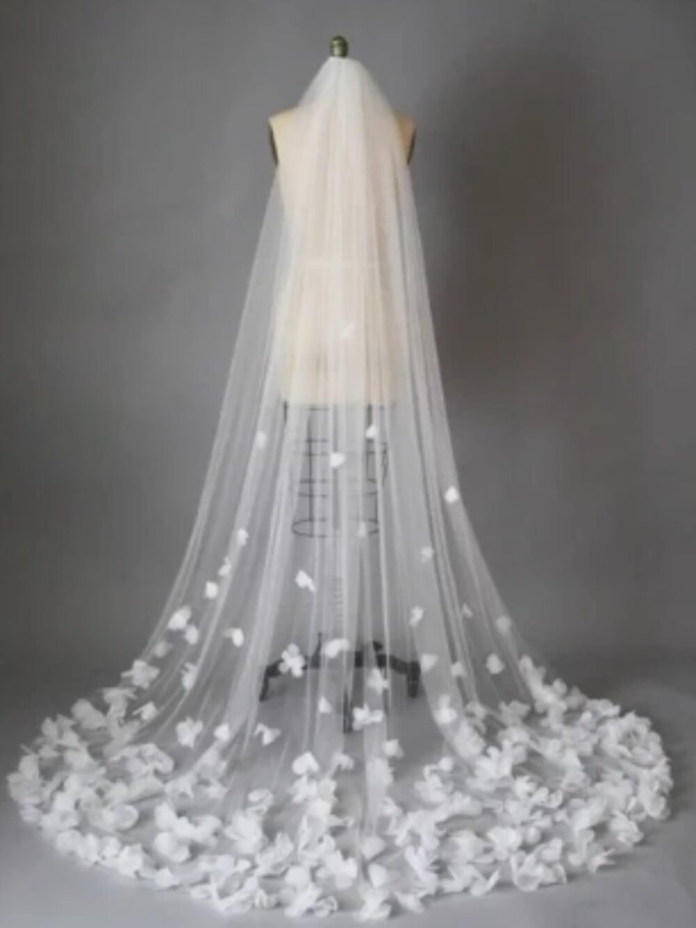 Floral Wedding Veil Chapel Length